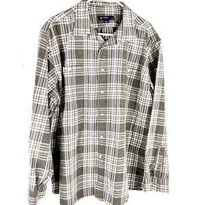 Cremieux Mens Shirt Size XL Gray Plaid Classic Cotton Soft Flannel Collared